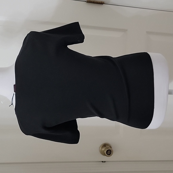 Willi Smith Size S Black Square Neckline Silk Blend Top, NEW with Tag - Picture 3 of 10